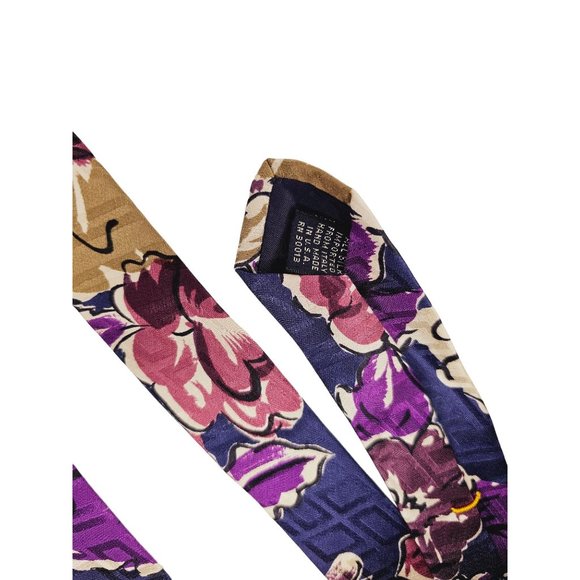 XMI Peter's clothiers‎ Silk Tie floral print purple Vintage - Picture 5 of 7